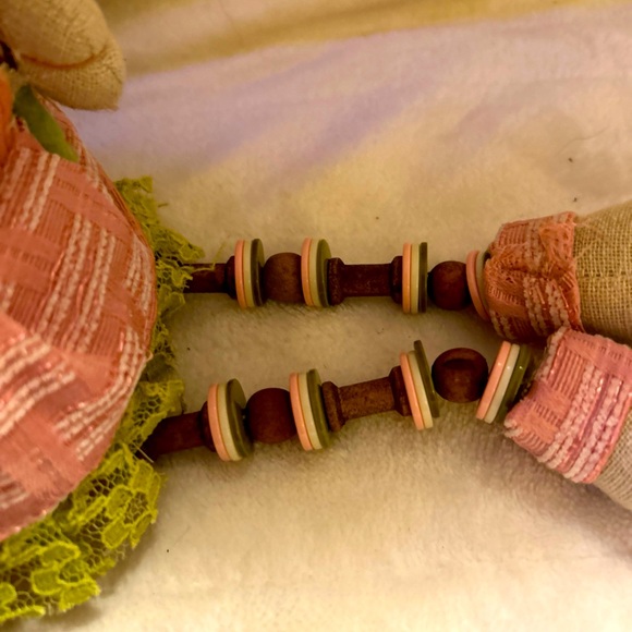 Pier 1 Easter Bunny Rabbit Shelf Sitter Dangle Button Legs Farmhouse Decor - Picture 10 of 11